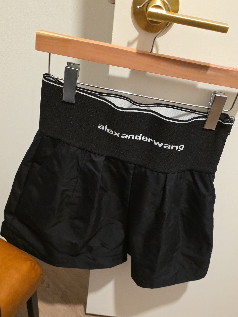 Alexander Wang Black Logo Elastic Waistband Shorts